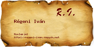 Régeni Iván névjegykártya